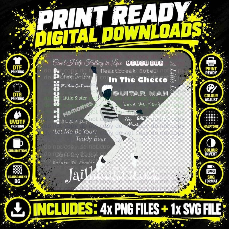 Elvis Presley Jailhouse Rock T-Shirt Png SVG Digital Bundle