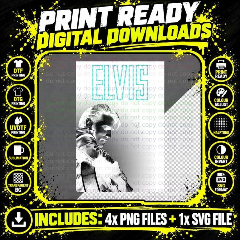 Elvis Presley King of Rock T-Shirt Png SVG Digital Bundle