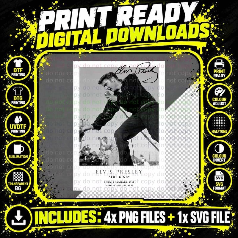 Elvis Presley the King Live Concert Png SVG Digital Bundle