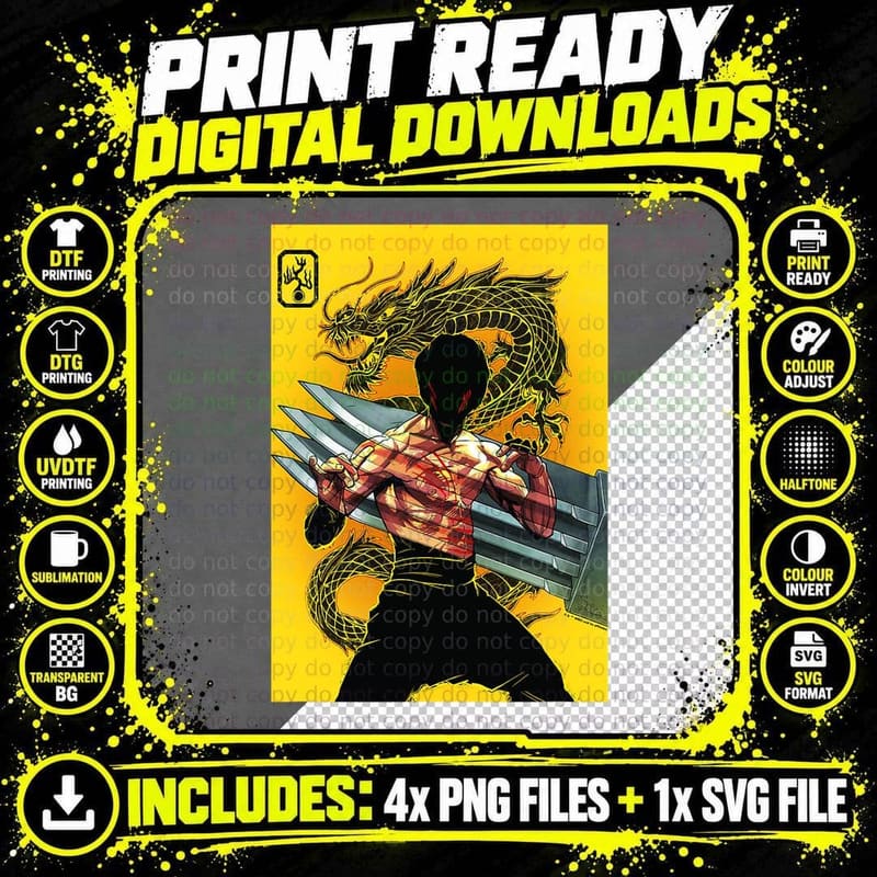 Enter the Dragon Bruce Lee Metal Claw Yellow Poster Png SVG Digital Bundle