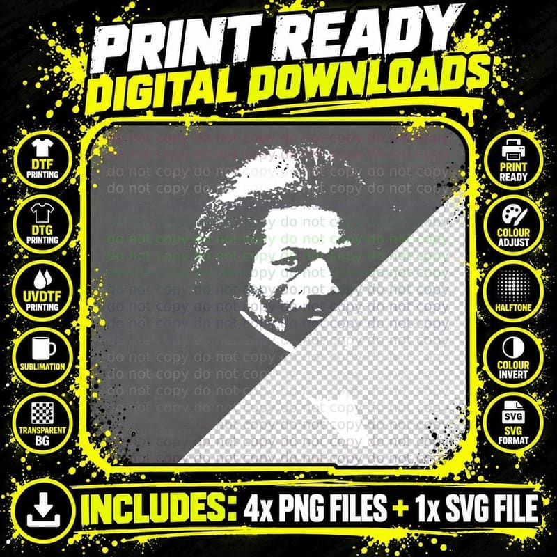Frederick Douglass Black History Grunge Distressed Look Png SVG Digital Bundle