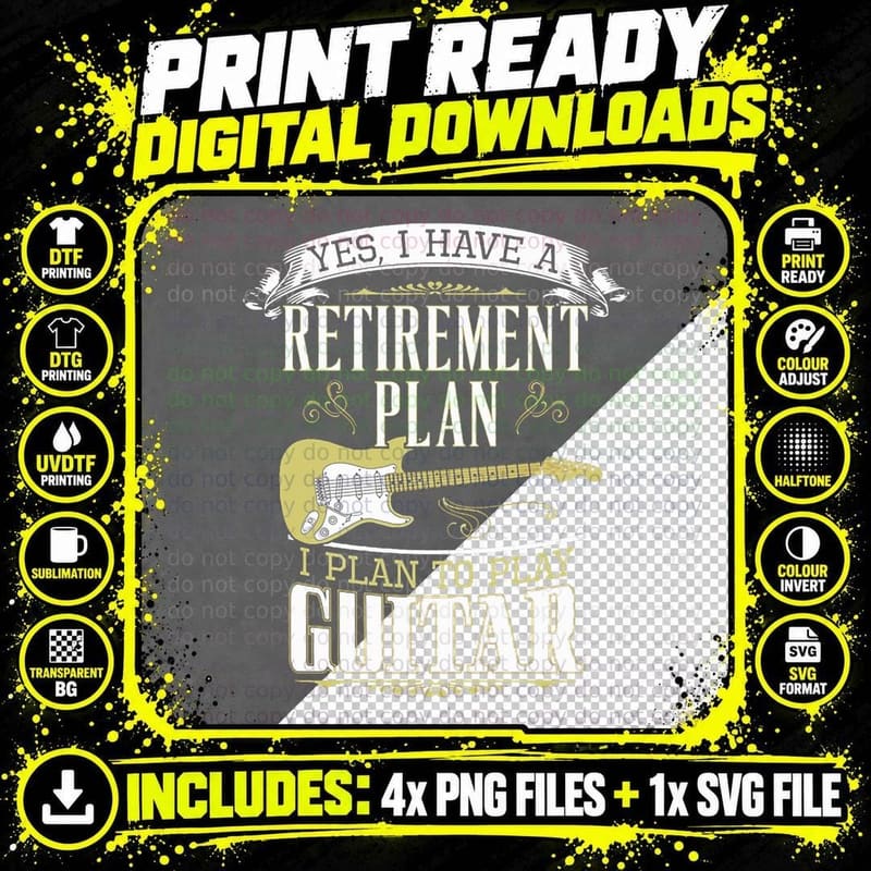 Guitar - Retirement Plan T-Shirt Png SVG Digital Bundle
