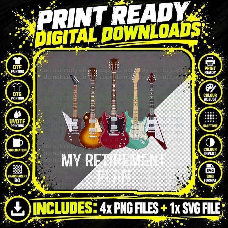 Guitar Retirement Plan T-Shirt, Guitarist Music Lover Png SVG Digital Bundle