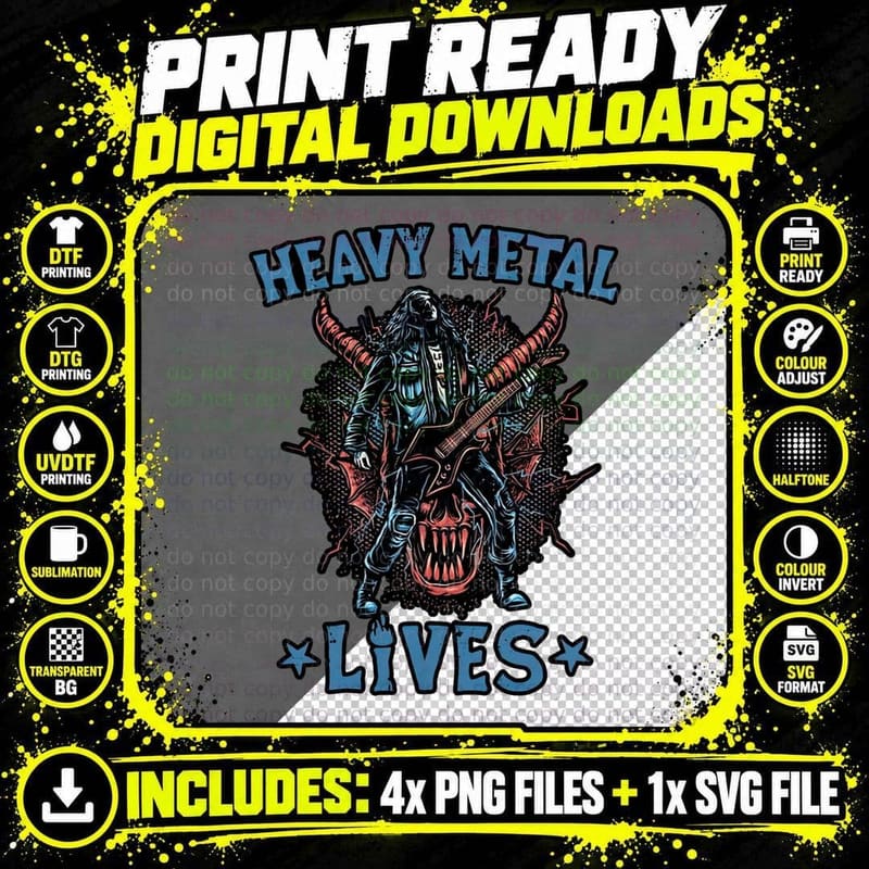 Heavy Metal Lives T-Shirt, Gothic Rock Tee Png SVG Digital Bundle