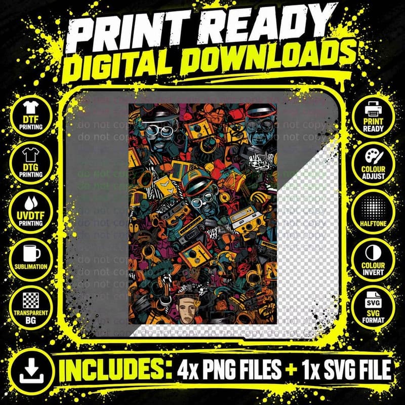 Hip Hop Hues T-Shirt Png SVG Digital Bundle