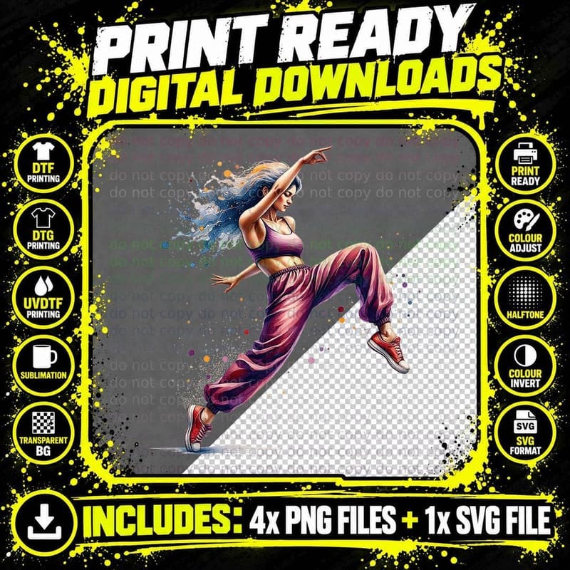 Hip Hop Street Dance Style Urban Art Fashion T-Shirt Png SVG Digital Bundle