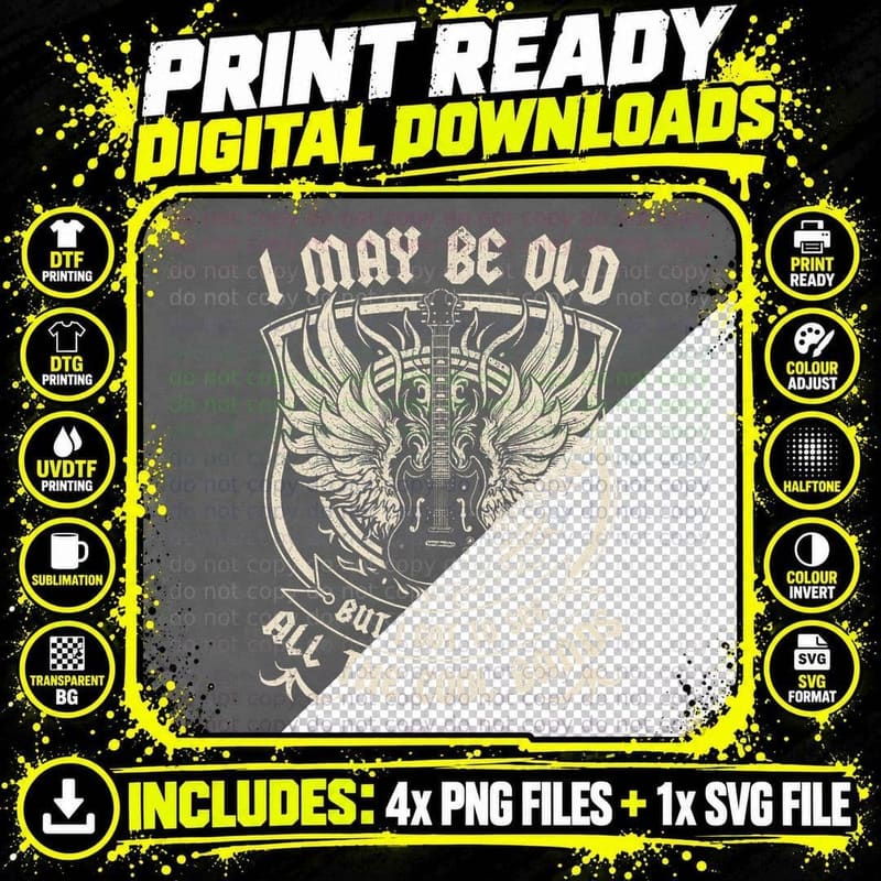 I Might Be Old but I Got to See All the Cool Band Rock Png SVG Digital Bundle