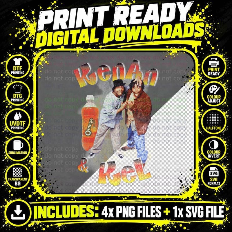 Kenan and Kel Retro Bootleg Tee, 90S Sitcom Orange Soda Png SVG Digital Bundle