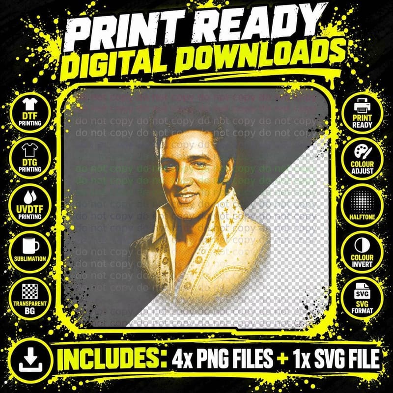 Legendary Rock Icon Elvis Presley T-Shirt Png SVG Digital Bundle