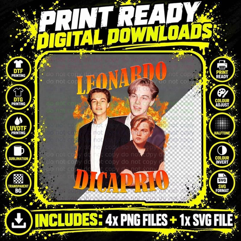 Leonardo Dicaprio Vintage - Vintage Rock - Leonardo Png SVG Digital Bundle