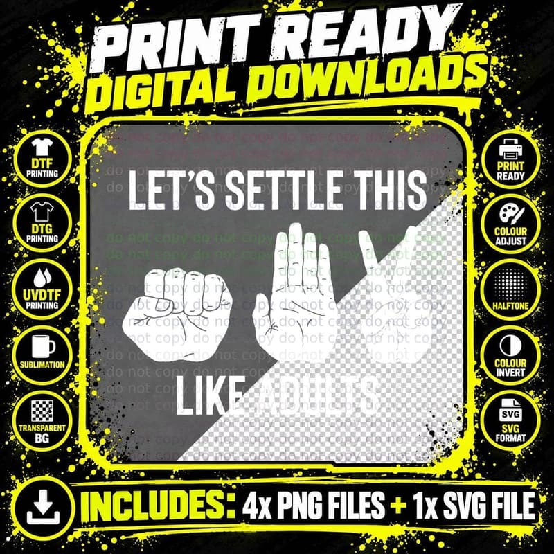 Let's Settle This Like Adults Funny Rock Paper Scissor Png SVG Digital Bundle