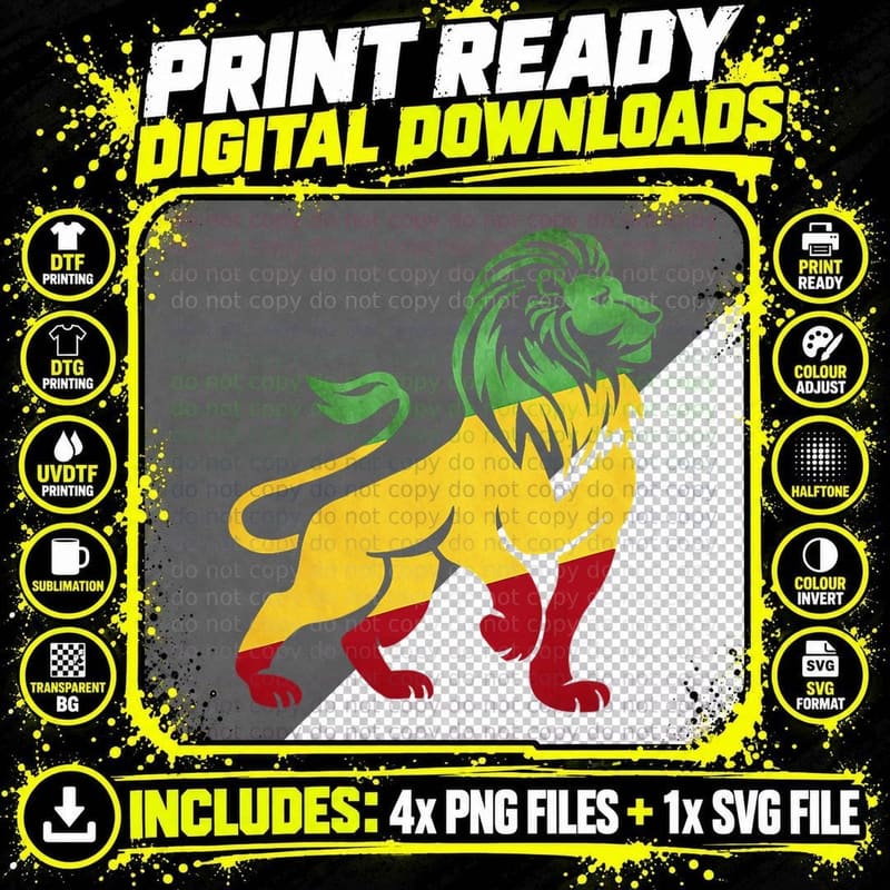 Lion of Judah Cool Reggae, Rasta, Ethiopia Png SVG Digital Bundle