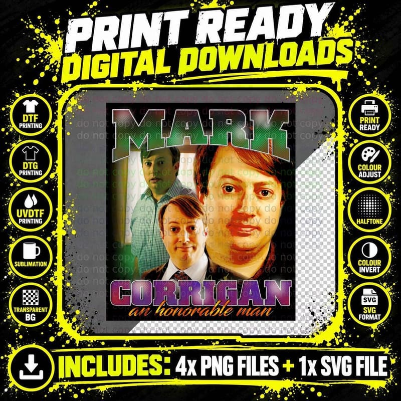 Mark Corrigan 90s Rap T T-Shirt Png SVG Digital Bundle