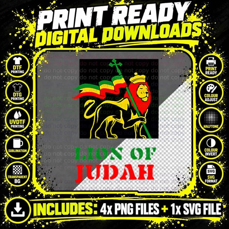 Men Women Jamaica Reggae Jah Army Rastafari Lion of Png SVG Digital Bundle