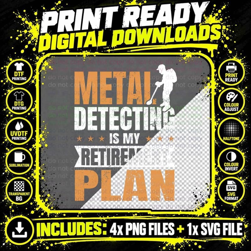 Metal Detecting Retirement Plan T-Shirt, Vintage Style Png SVG Digital Bundle