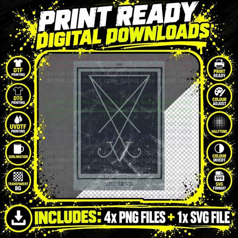 Occult Sigil of Lucifer Tarot Gothic Grunge Satan Png SVG Digital Bundle