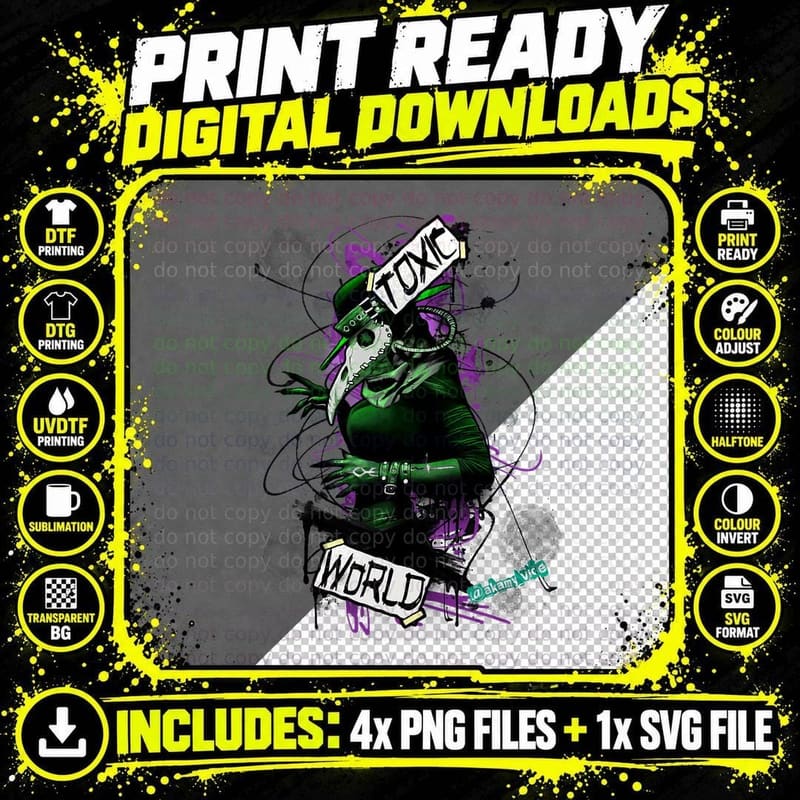 Plague Doctor Steampunk Punk Ink Art for Men Women and Png SVG Digital Bundle
