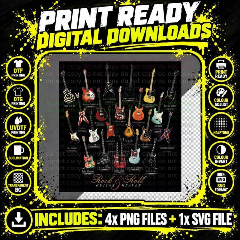 Rock Band Shirt, Gifts for Him Her, Guitar Legend Shirt Png SVG Digital Bundle