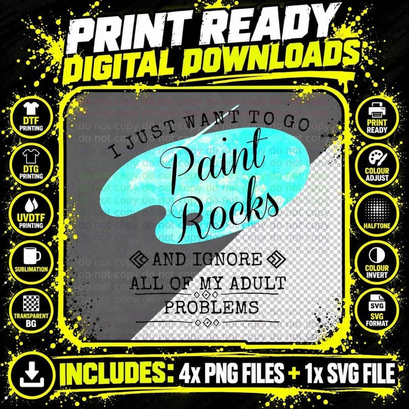 Rock Painting, I Just Want to Go Paint Rocks T T-Shirt Png SVG Digital Bundle