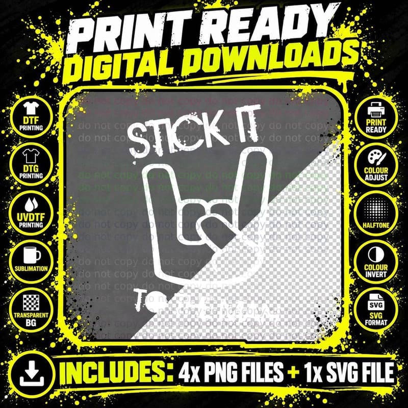 Rock on Stick It to the Man T-Shirt Png SVG Digital Bundle
