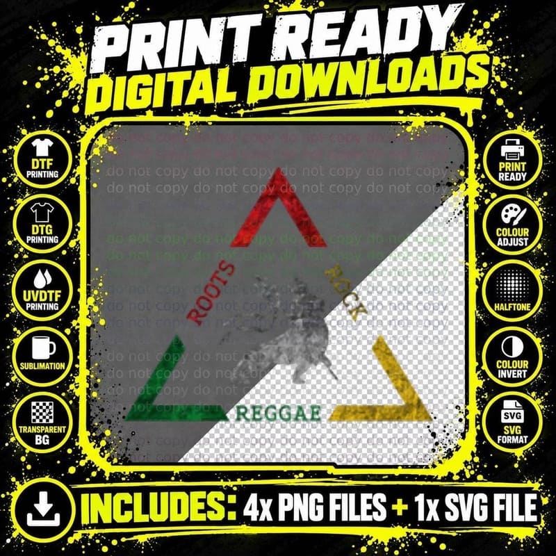 Roots Rock Reggae T-Shirt Png SVG Digital Bundle