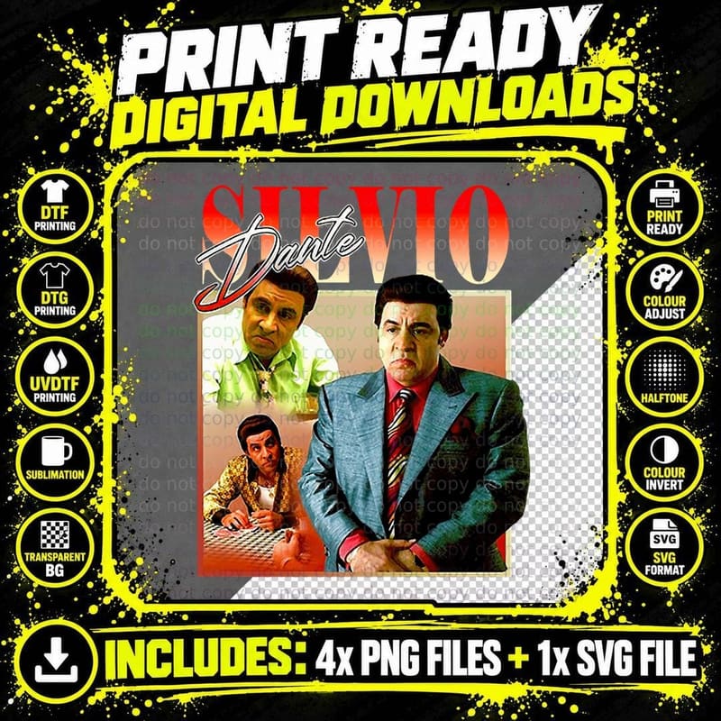 Silvio Dante Sopranos T-Shirt, 90S Bootleg Homage Png SVG Digital Bundle