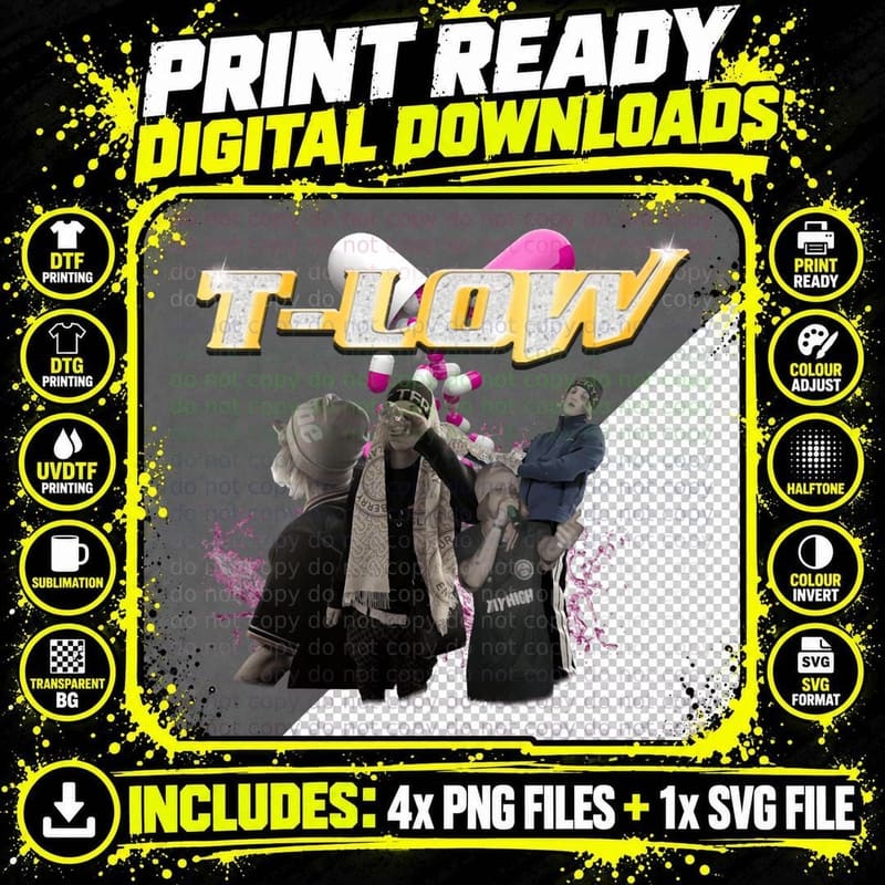 T-LOW Oldschool, Music Band Fan T-Shirt Png SVG Digital Bundle