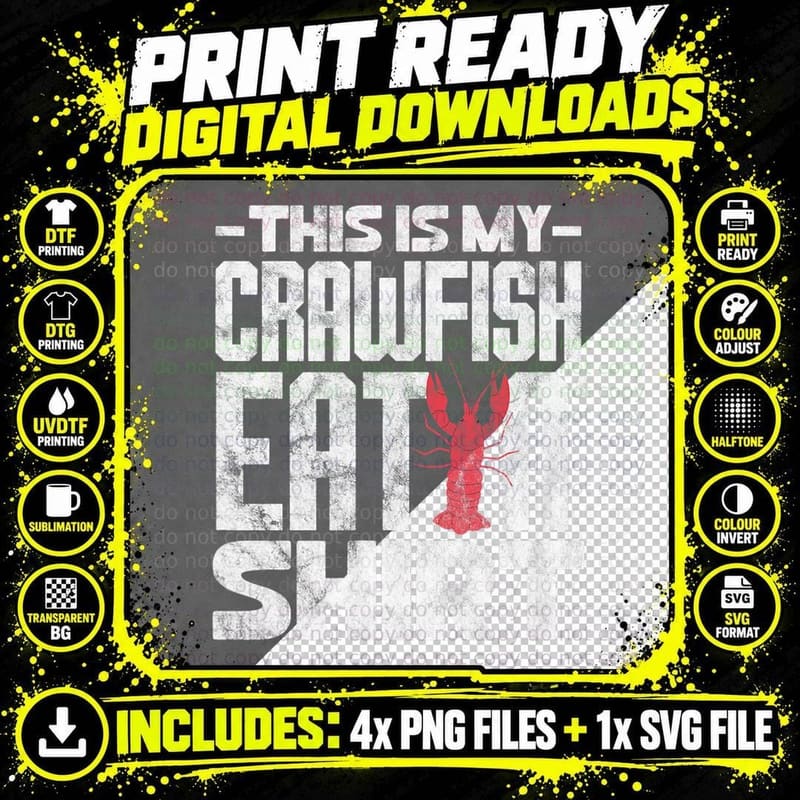 This Is My Crawfish Eatin' Cajun Seafood Party Grunge Png SVG Digital Bundle