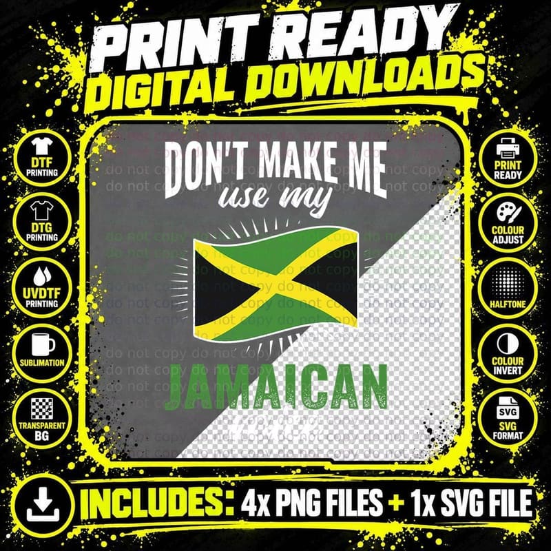 Use My Jamaican Voice Rasta Flag Reggae Jamaica T-Shirt Png SVG Digital Bundle