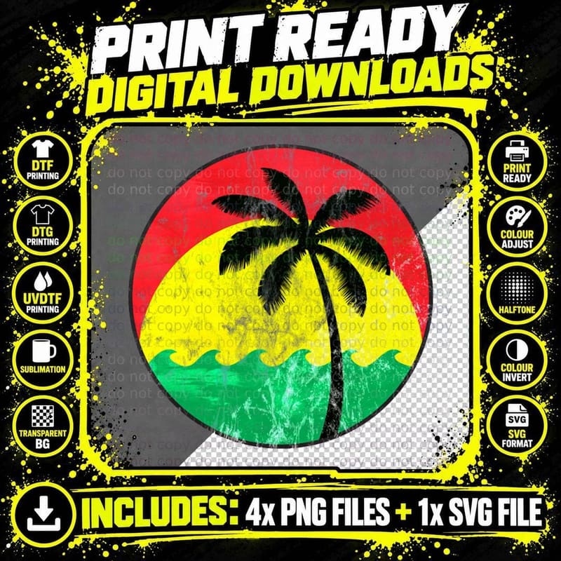 Vintage Reggae Logo T-Shirt Png SVG Digital Bundle