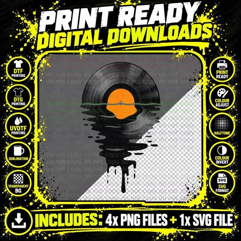 Vinyl Record Melting Sunset T-Shirt, Lp Music Lover Png SVG Digital Bundle