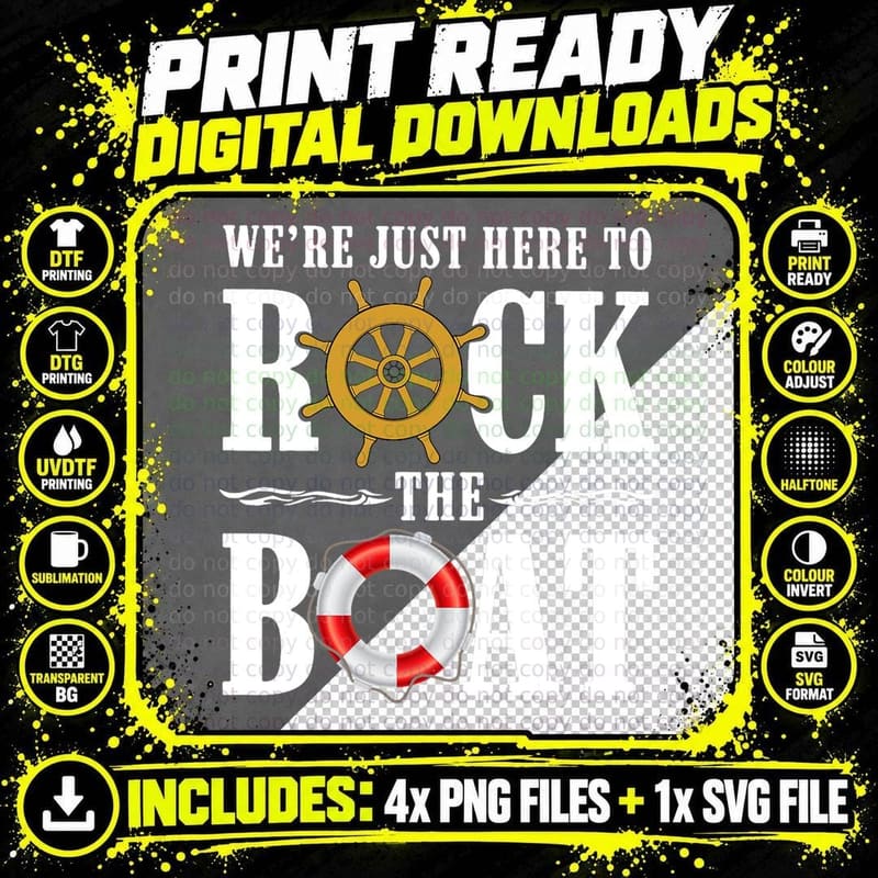 We're Just Here to Rock the Boat Love Cruise T-Shirt Png SVG Digital Bundle