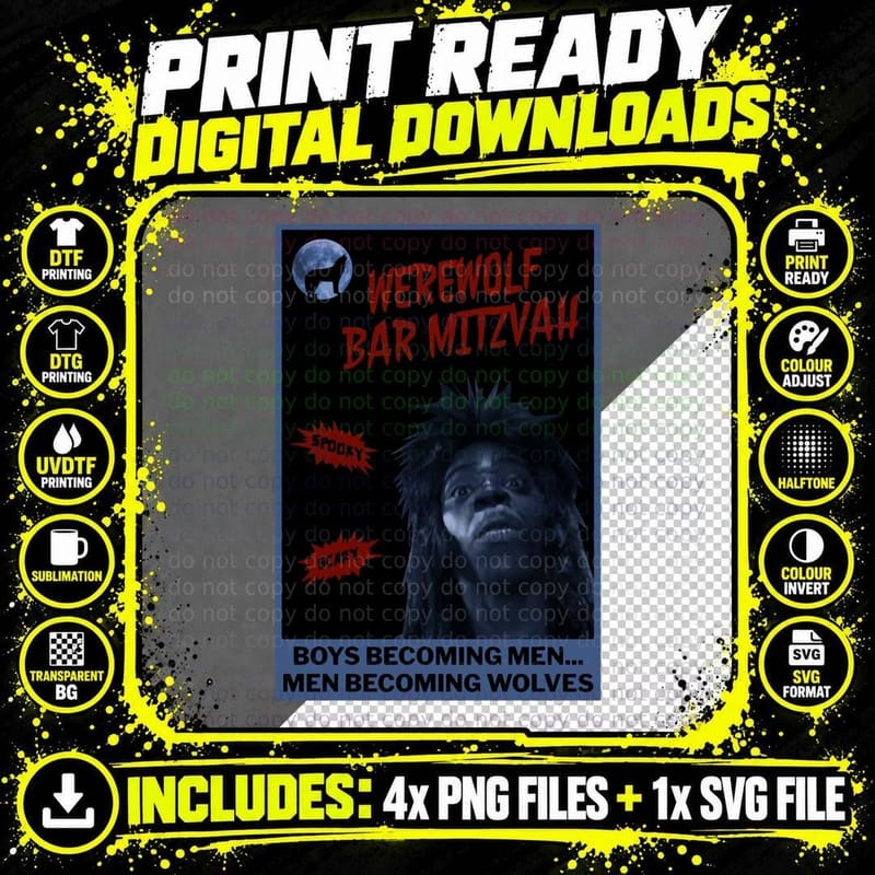 Werewolf Bar Mitzvah Movie Poster (30 Rock) T-Shirt Png SVG Digital Bundle