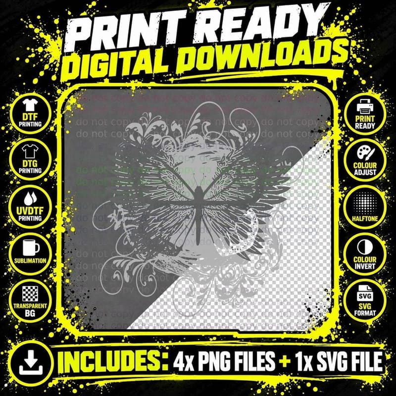 Aesthetic Y2k Fairy, Wings Butterfly Alt Grunge T-Shirt Png SVG Digital Bundle