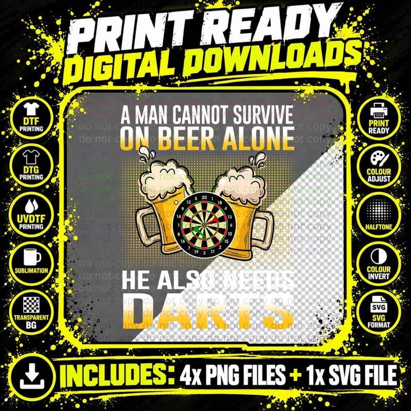 Beer and Darts Shirt, Classic Pint, Brewpub Style Png SVG Digital Bundle