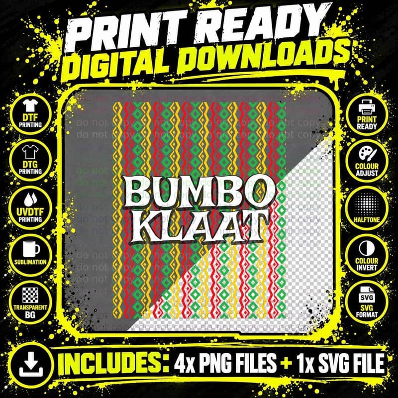 Bumbo Klaat Rude Boy Reggae Patois Patwah Jamaican Slang Png SVG Digital Bundle