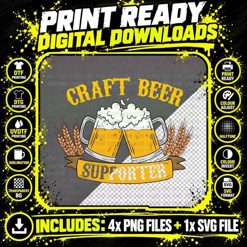 Craft Beer Supporter Shirt, Lager Life, Retro Bar Png SVG Digital Bundle