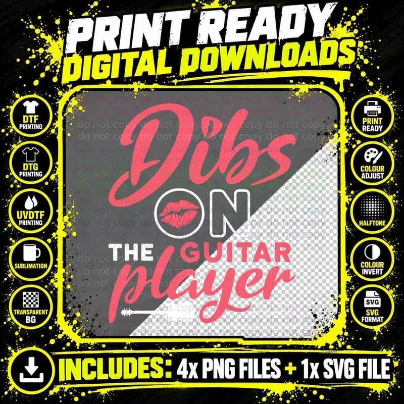 Dibs on the Guitar Player Guitarist Wife Girlfriend Png SVG Digital Bundle