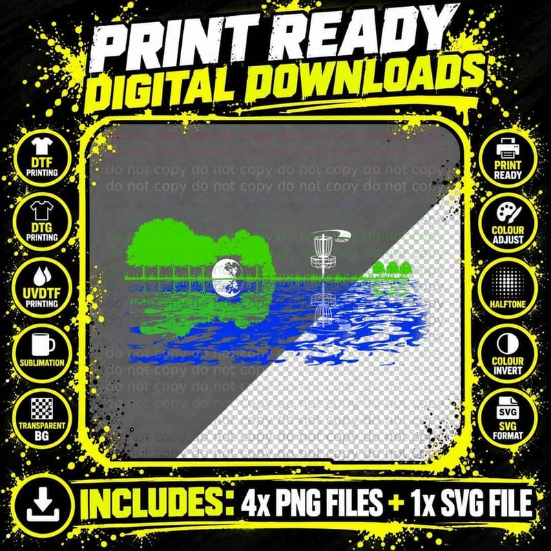 Disc Golf Sunset Guitar Guitarist Player Golfing Golfer Png SVG Digital Bundle