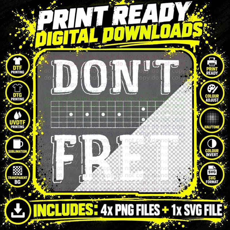 Don't Fret Guitar Funny Guitar Player Joke Pun Gift Idea Png SVG Digital Bundle