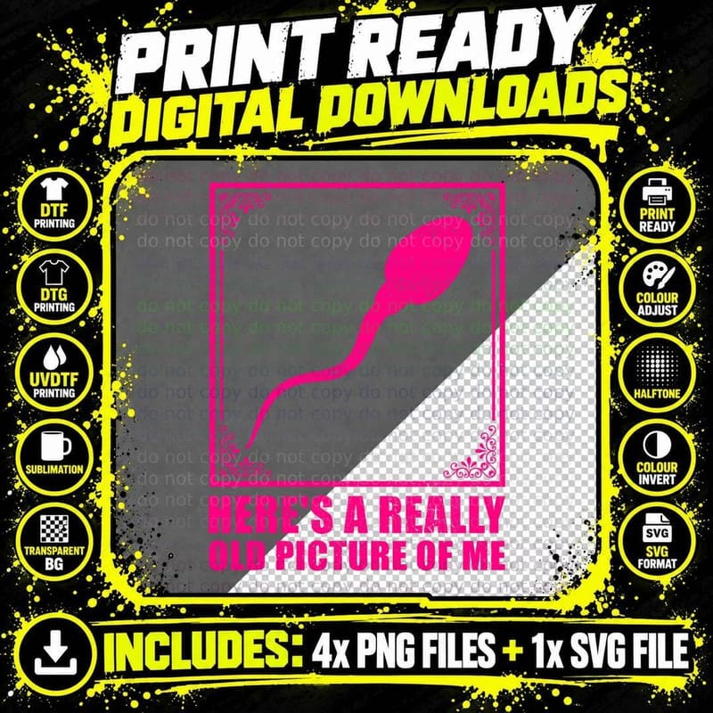 Funny Old Picture of Me Sperm Gift Cool Photo Album Gag Png SVG Digital Bundle
