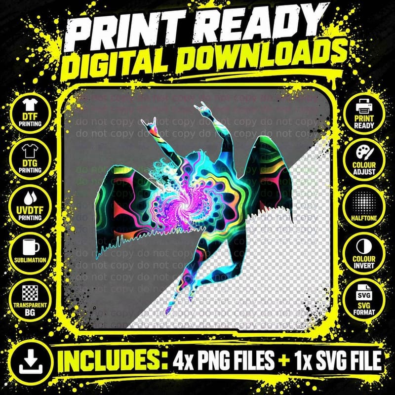 HEAVY METAL ANGEL - Psychedelic 60's T-Shirt Png SVG Digital Bundle