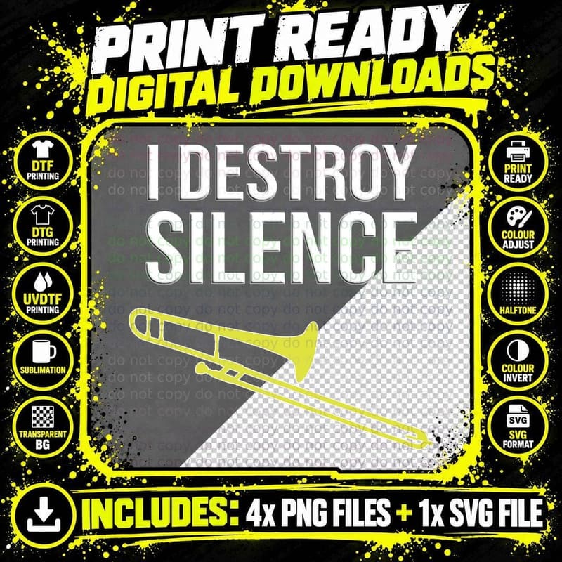 I Destroy Silence, Concert Marching Band Png SVG Digital Bundle