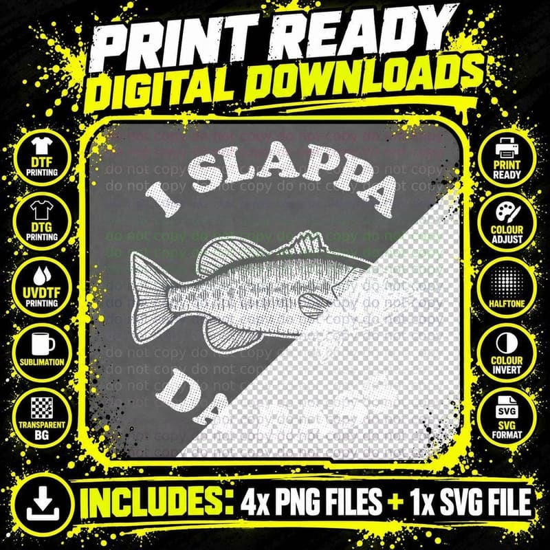I Slappa Da Bass Funny Bass Fishing Guitar T-Shirt Png SVG Digital Bundle