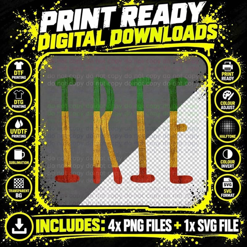 Irie Mon Reggae Rasta Jamaica, Music Band Fan T-Shirt Png SVG Digital Bundle