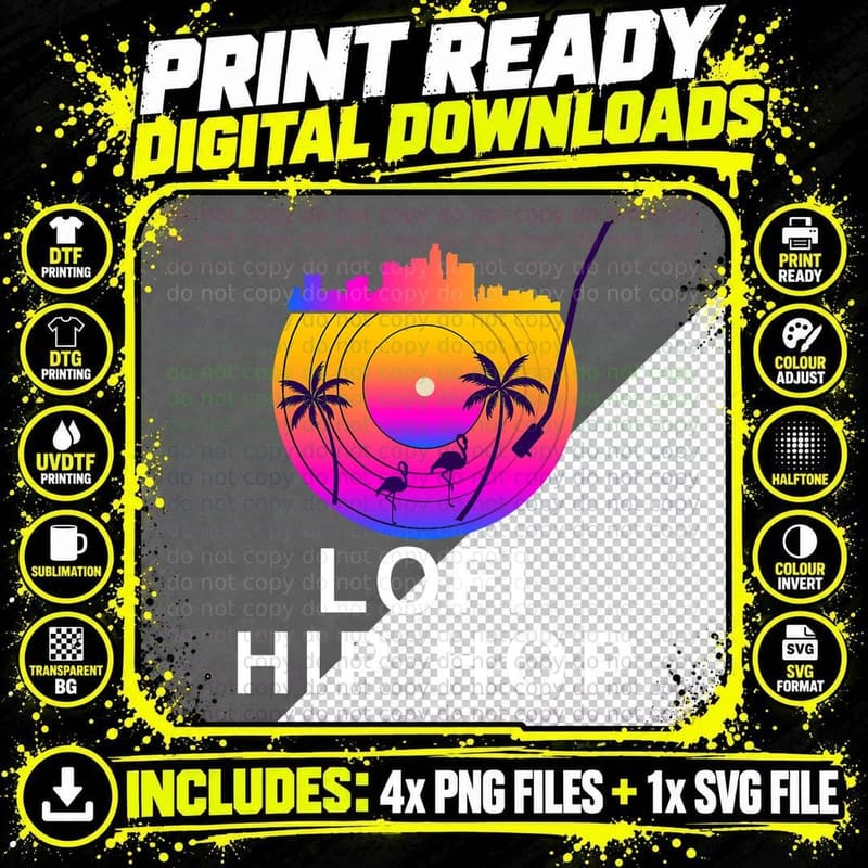 Los Angeles CA Vaporwave Aesthetic Lofi Hip Hop Vinyl Png SVG Digital Bundle