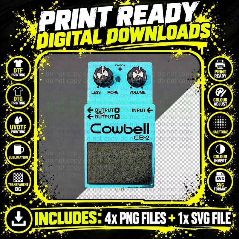 More Cowbell - Musician Meme Parody Guitar Pedal T-Shirt Png SVG Digital Bundle