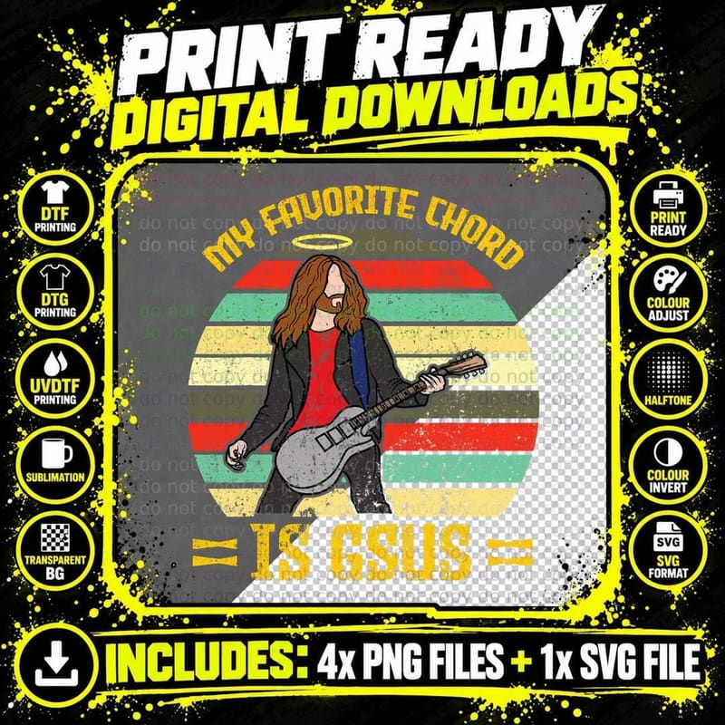 My Favorite Chord Is Gsus Jesus Church Faith Guitar Png SVG Digital Bundle