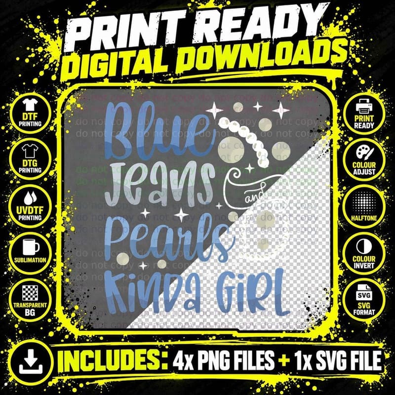 Pearl Girl Blue Streetwear Culture Hipster Punk Pastel Png SVG Digital Bundle