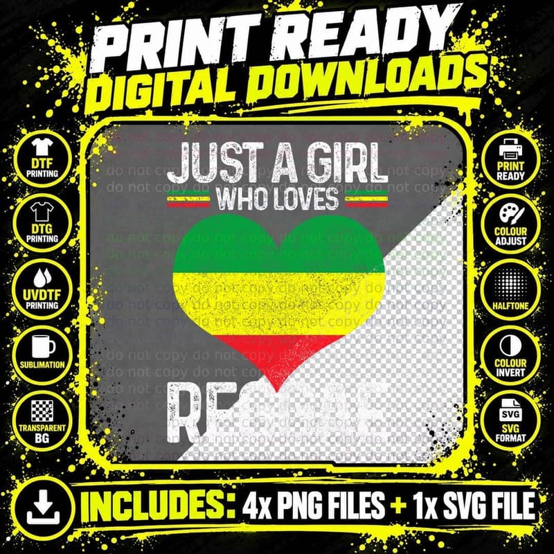 Reggae Girl Rasta Rastafari Jamaican T-Shirt Png SVG Digital Bundle